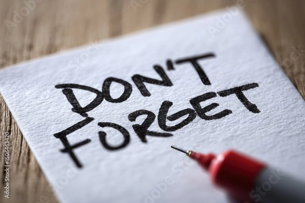 Obraz Don't Forget Text on a Paper Note