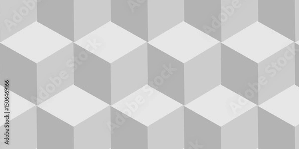 Fototapeta Structure white block box cube seamless pattern grid vintage surface triangle web monochrome square texture white overlap cubic background.	