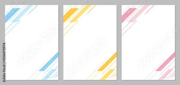 Fototapeta 幾何学　フレーム　セット　斜め線　流れ星　スタイリッシュ　縦長