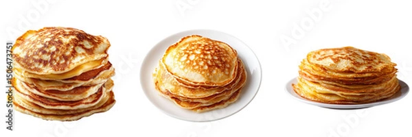 Fototapeta Set of pancakes isolated on a transparent background