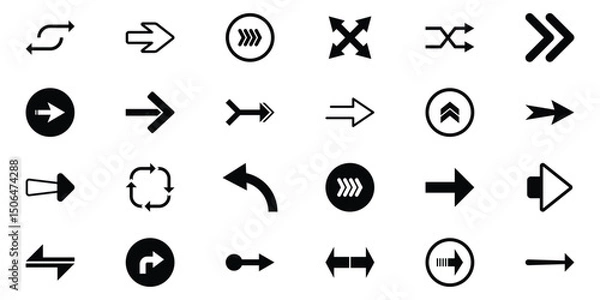 Fototapeta Arrow icon. Arrow vector collection. Arrows set icon in black color. Modern and simple arrows. Vector illustration. EPS 10