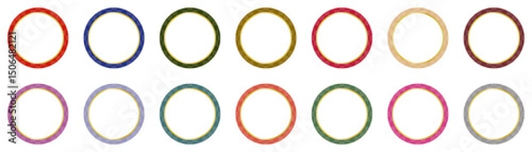 Fototapeta 市松模様　丸　あしらい　白に金色縁　ベクター　セット