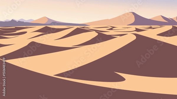 Obraz Minimalist Desert Scenery Featuring Sand Dunes, background illustration with nature concept