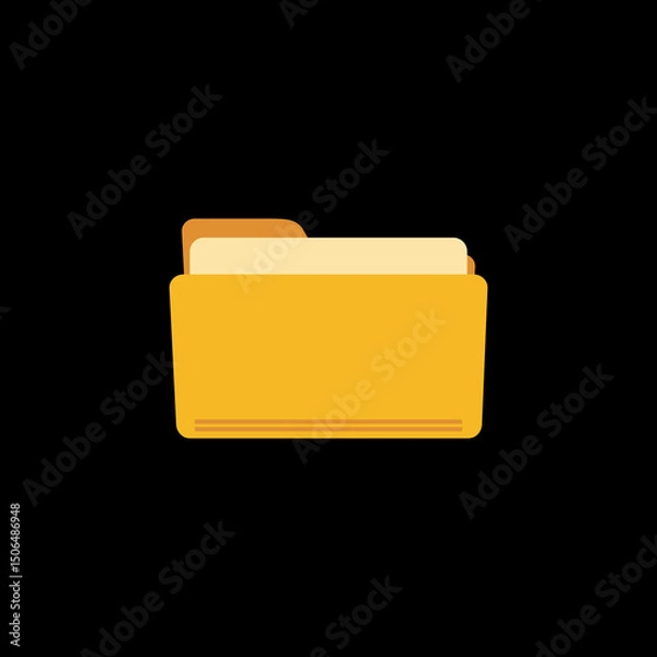 Fototapeta Document folder icon isolated on black background