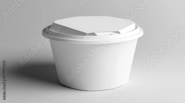 Obraz A white, round paper takeout box.

