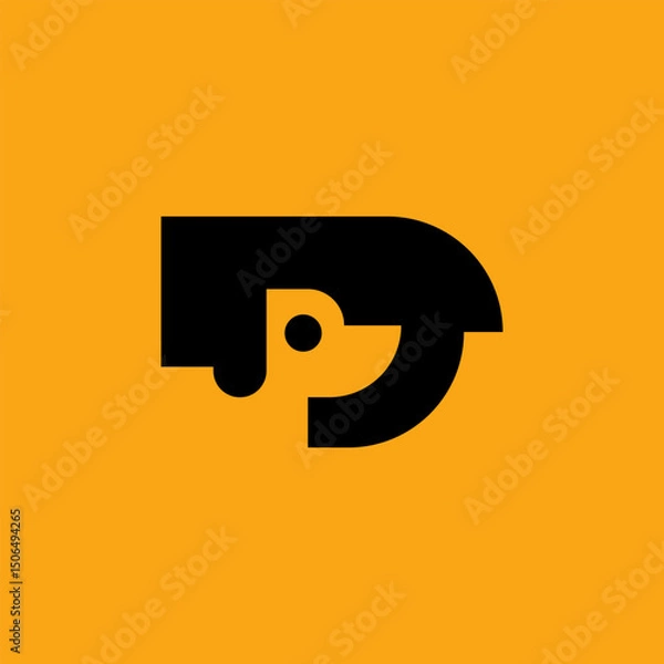 Obraz Black Dog Logo in Modern Flat Style