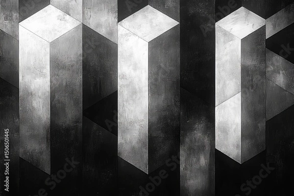 Fototapeta Abstract grayscale geometric pattern, textured background, design element