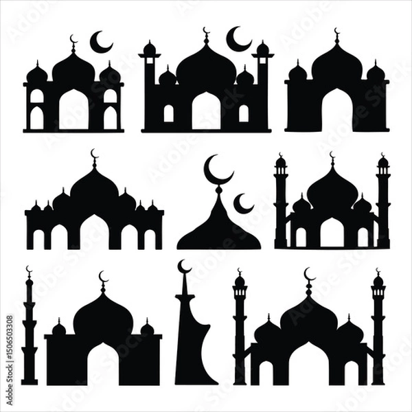 Obraz Taj Mahal vector illustration icon design of Indian landmark architecture silhouette