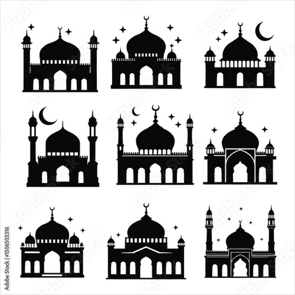 Obraz Taj Mahal silhouette vector illustration of architectural landmark design