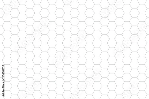 Fototapeta Hexagon Honeycomb Pattern – Simple Black Line Geometric Structure on Transparent Background