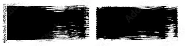 Fototapeta Vector brush strokes. Large blocks of rolled paint. Black ink splatter stripes. Urban punk calligraphy frames. Chinese hand-drawn smears. Grungy long straight swipe set. Modern grunge brushstroke bg