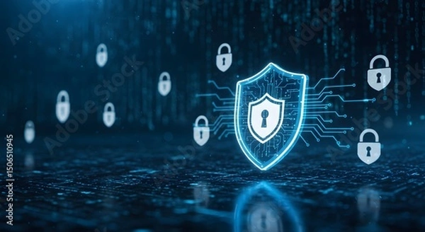 Fototapeta Cybersecurity Shield Digital Data Protection and Network Security