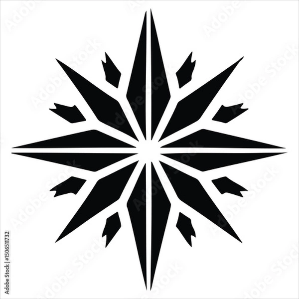 Obraz Black and white vector illustration of a flower and star decoration