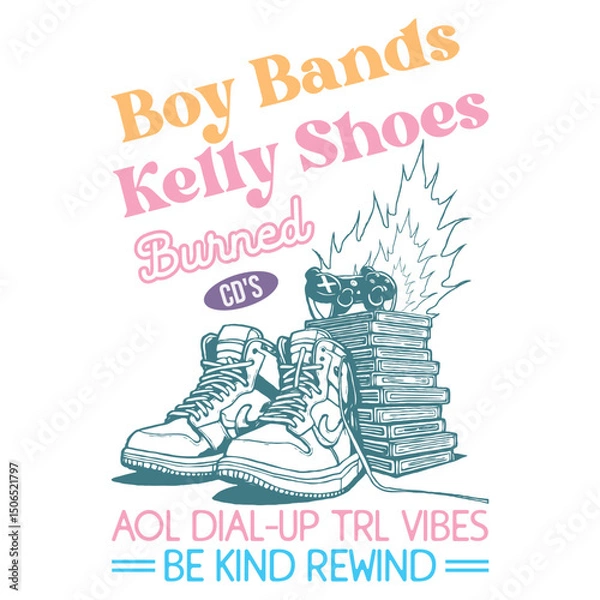 Fototapeta boy bands Kelly shoes burned cd's aol dial-up trl vibes be kind rewind