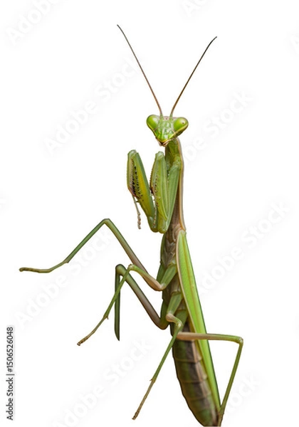 Fototapeta Isolated Praying Mantis Transparent Background, Green Insect Detailed Wildlife