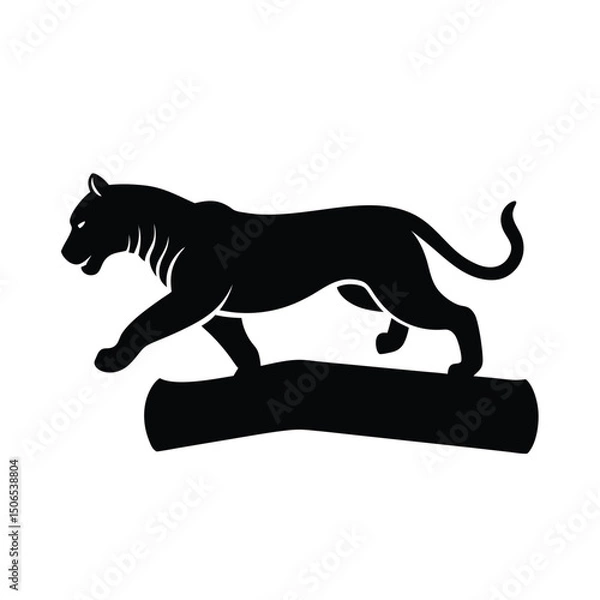 Obraz Tiger Leaping Fallen Log Vector Silhouette