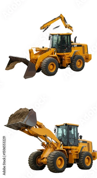 Fototapeta Isolated Yellow Construction Loader Operating On A Transparent Background Photo