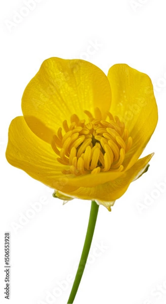 Fototapeta Isolated Yellow Flower Macro Photo Against a Transparent Background
