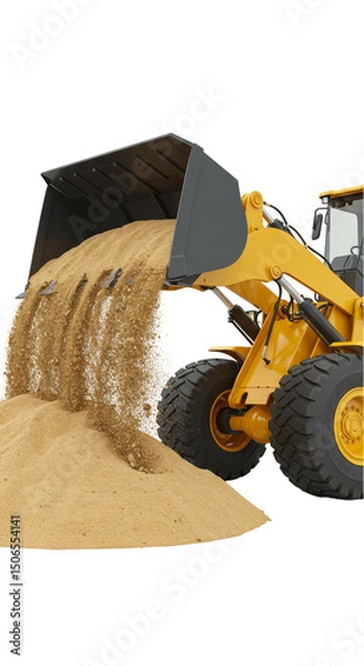 Fototapeta Isolated Yellow Loader Machine in Action with Construction Materials Illustration