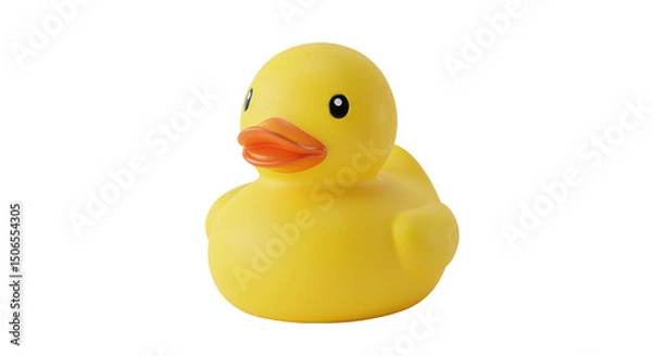 Fototapeta Isolated Yellow Rubber Duck Bath Toy on Transparent Background