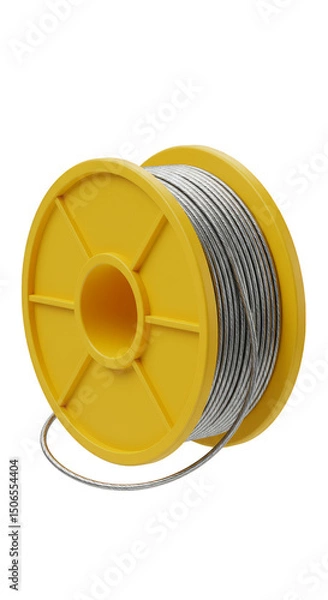 Fototapeta Isolated Yellow Wire Reel On Transparent Background Photo