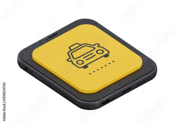 Fototapeta Isometric Phone Icon Taxi Transport Mobile Online Vector Service