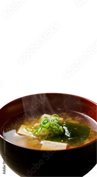 Fototapeta Japanese Miso Soup in a Bowl with Steam Rising Realistic Photo