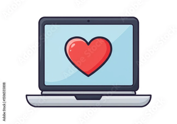 Fototapeta Laptop with Heart Illustration Transparent Background Vector Graphic