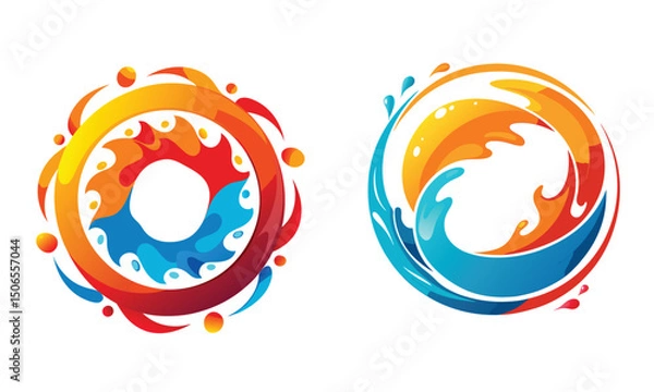 Obraz Vibrant Abstract Circular Patterns Symbolizing Fire and Water