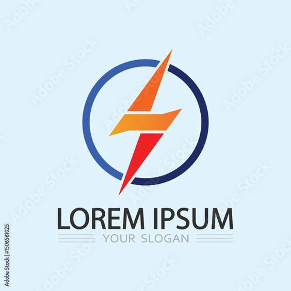 Fototapeta Vector Lightning Bolt Logo Template with Modern Electric Thunder Symbol for Business and Branding Identity