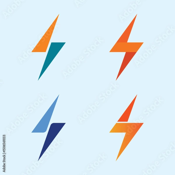 Fototapeta Vector Lightning Bolt Logo and icon set Template with Modern Electric Thunder Symbol for Business and Branding Identity