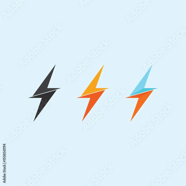 Fototapeta Minimalist Thunder Lightning Vector Logo with Clean Bold Design for Powerful Energy Tech Businesses