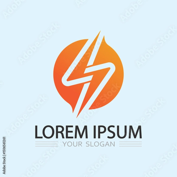 Fototapeta Monoline Lightning Logo Icon with Modern Thunder Shape for Energy, Speed, and Electric Branding Concept