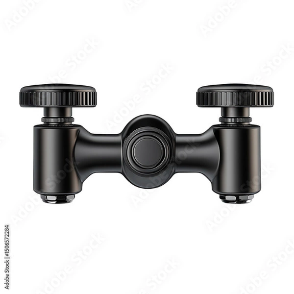 Fototapeta Sleek modern black metal fixture poised to control unseen forces with dark on transparent background