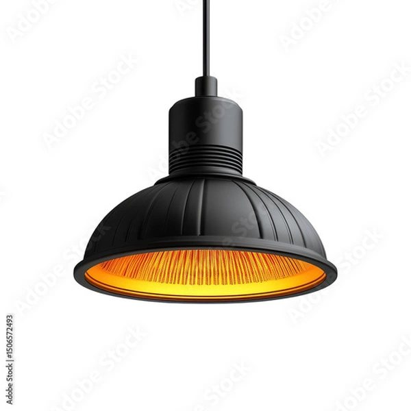 Fototapeta Industrial warmth A black pendant light glows creating a cozy ambiance in on transparent background