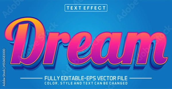 Fototapeta Dream font Text effect editable