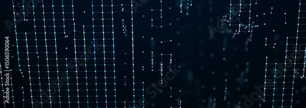 Obraz Sci-fi background. Digital wave with many particles. Template for festive presentation. 3d rendering