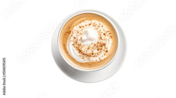 Obraz Aromatic Pumpkin Spice Latte Coffee Drink in White Cup Overhead View