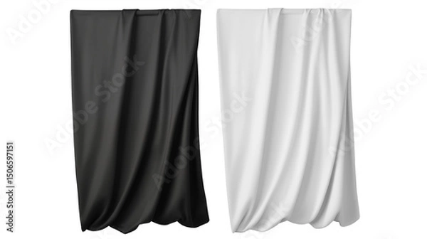 Fototapeta Elegant Black and White Draped Fabric Mockup for Design Presentation showcasing texture and folds ideal for branding projects