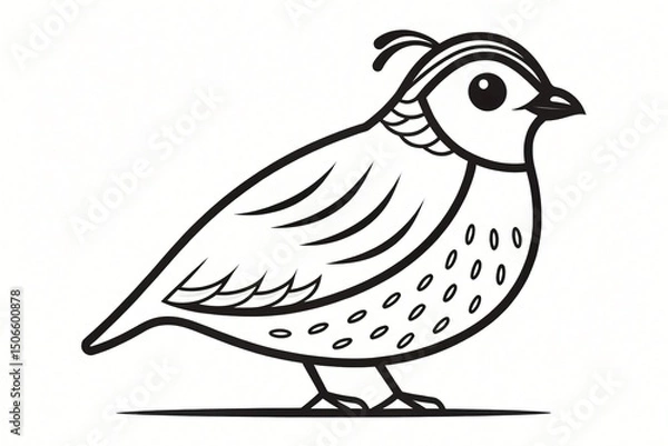 Fototapeta Adorable Line Art Quail Illustration Bird Drawing Wildlife Design Nature Graphic Simple Bird Sketch