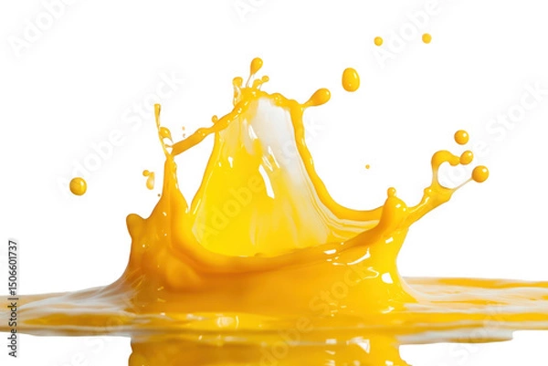 Obraz Yellow liquid splash isolated on transparent background