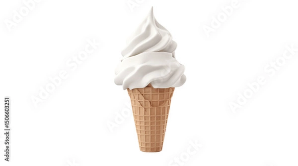 Obraz Delicious Creamy Soft Serve Ice Cream in a Crispy Waffle Cone perfect for summer desserts and sweet treats