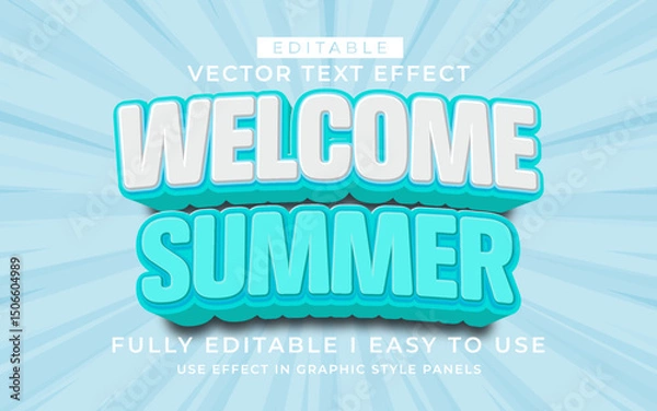 Fototapeta 3d editable summer text effect typography style template