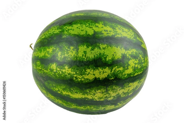 Obraz Fresh whole watermelon with vibrant green stripes. isolated object