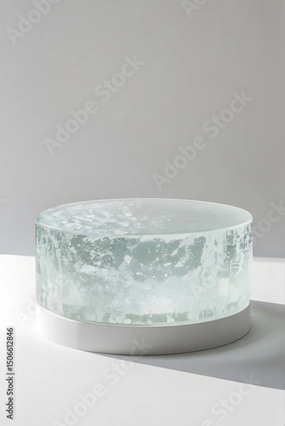 Fototapeta A frosted podium stage with a white background