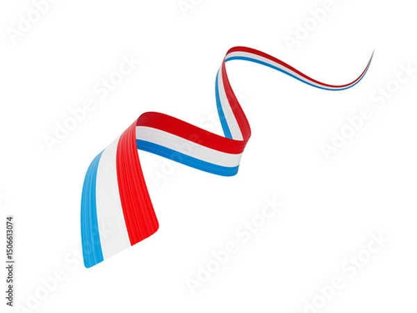 Fototapeta 3d Flag Of Luxembourg 3d Wavy Shiny Luxembourg Ribbon Isolated On White Background 3d illustration