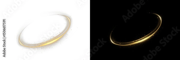 Fototapeta Abstract Golden Spiral Effect – Glowing Swirl Light Motion Isolated on Transparent PNG Cutout, Shiny Decorative Element for Backgrounds, Visual FX, Animation, and Creative Design