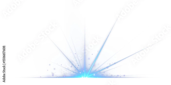 Fototapeta Bright Blue Lens Flare PNG – Glowing Light Burst Isolated on Transparent Background, Cutout Sunray Effect, Realistic Overlay Glow, Optical Flash Beam for Digital Design and Editing