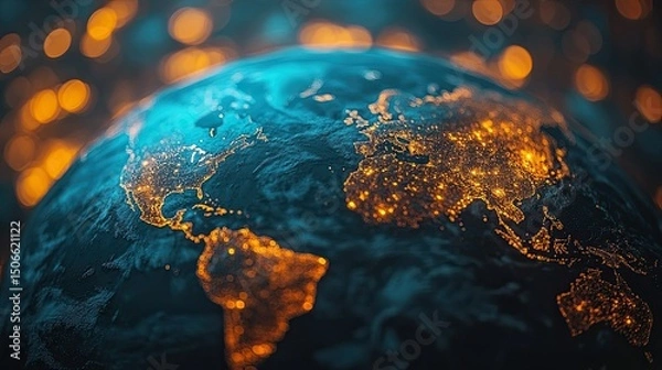 Obraz planet earth in the fire Luminous World
