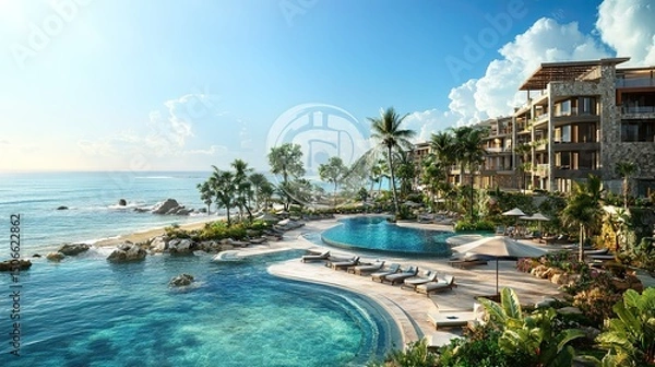 Obraz swimming pool in the resort Luxurious Beachfront Resort